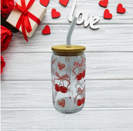 Cherry Glass cup - 16 Oz