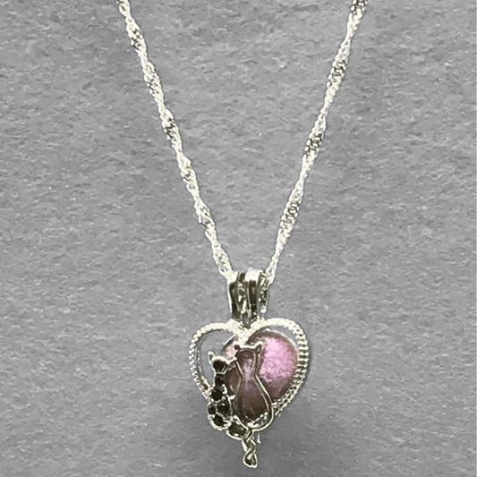 Mom and Daughter cat necklace