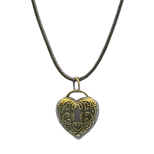 Key leather necklace with matching heart locket