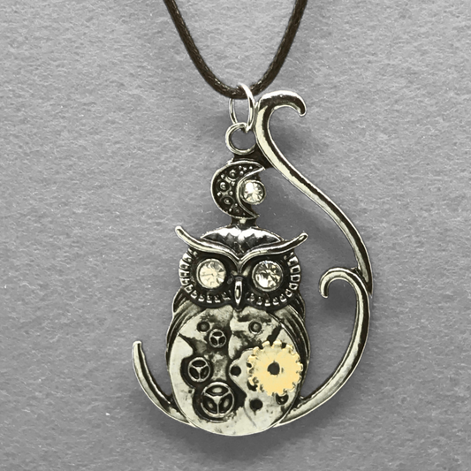 Leather chain owl necklace