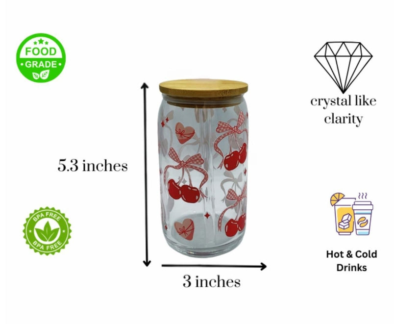 Cherry Glass cup - 16 Oz