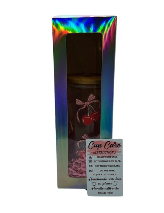 Cherry Glass cup - 16 Oz