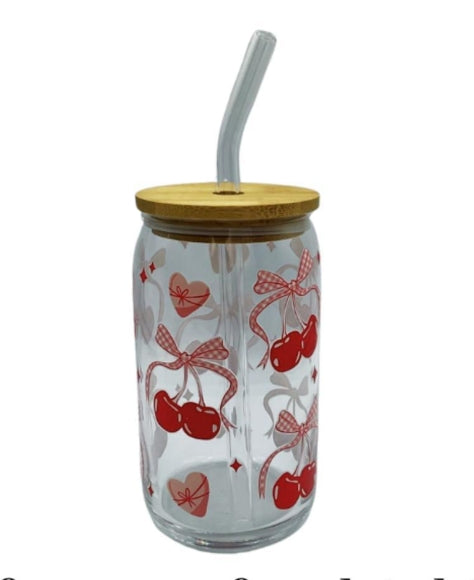 Cherry Glass cup - 16 Oz