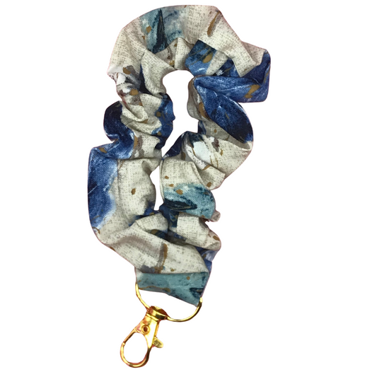 Blue feather scrunched wristlet