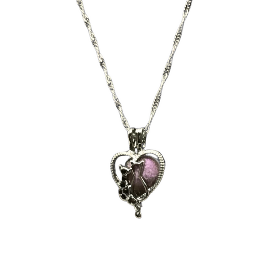 Mom and Daughter cat necklace