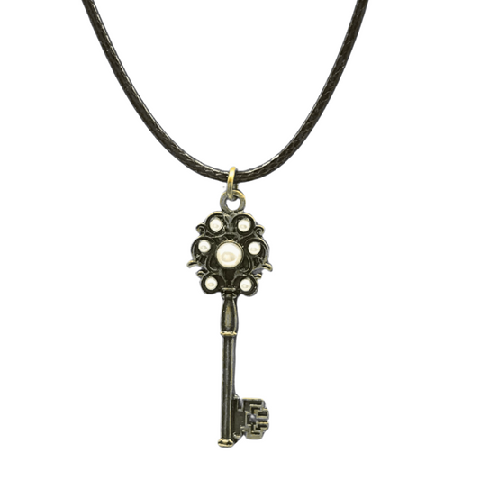 Key leather necklace with matching heart locket