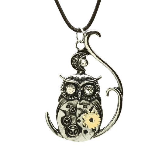 Leather chain owl necklace
