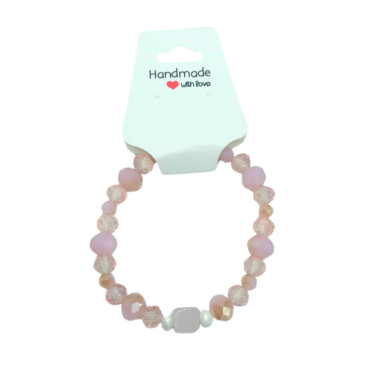 Pink glass bead bracelet