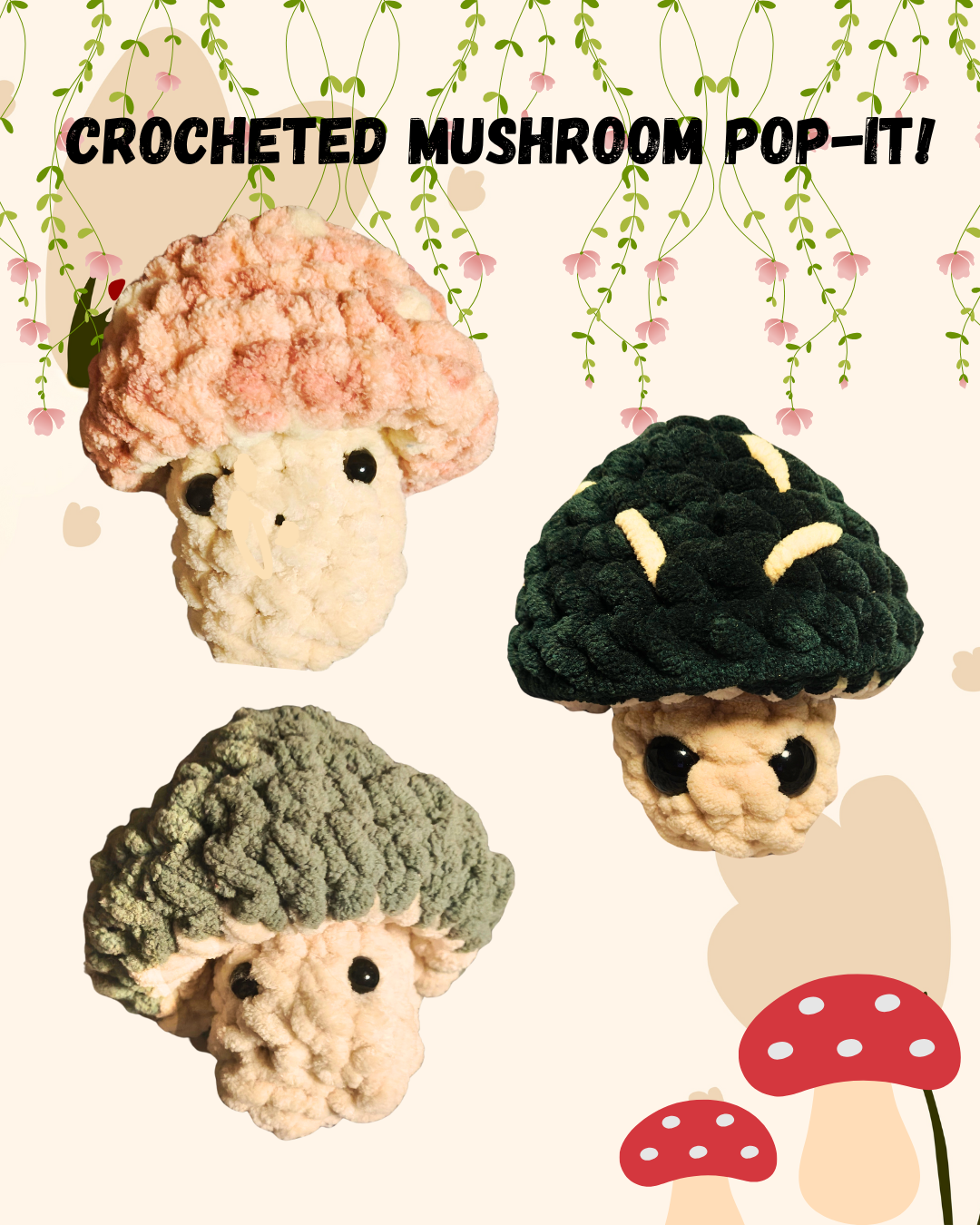 Crocheted mushroom pop-it